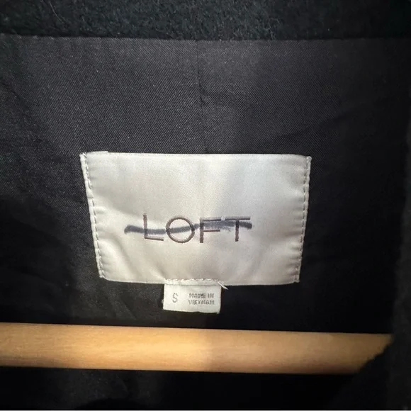 LOFT Black Wool Blend Funnel Neck Coat - Picture 4 of 8